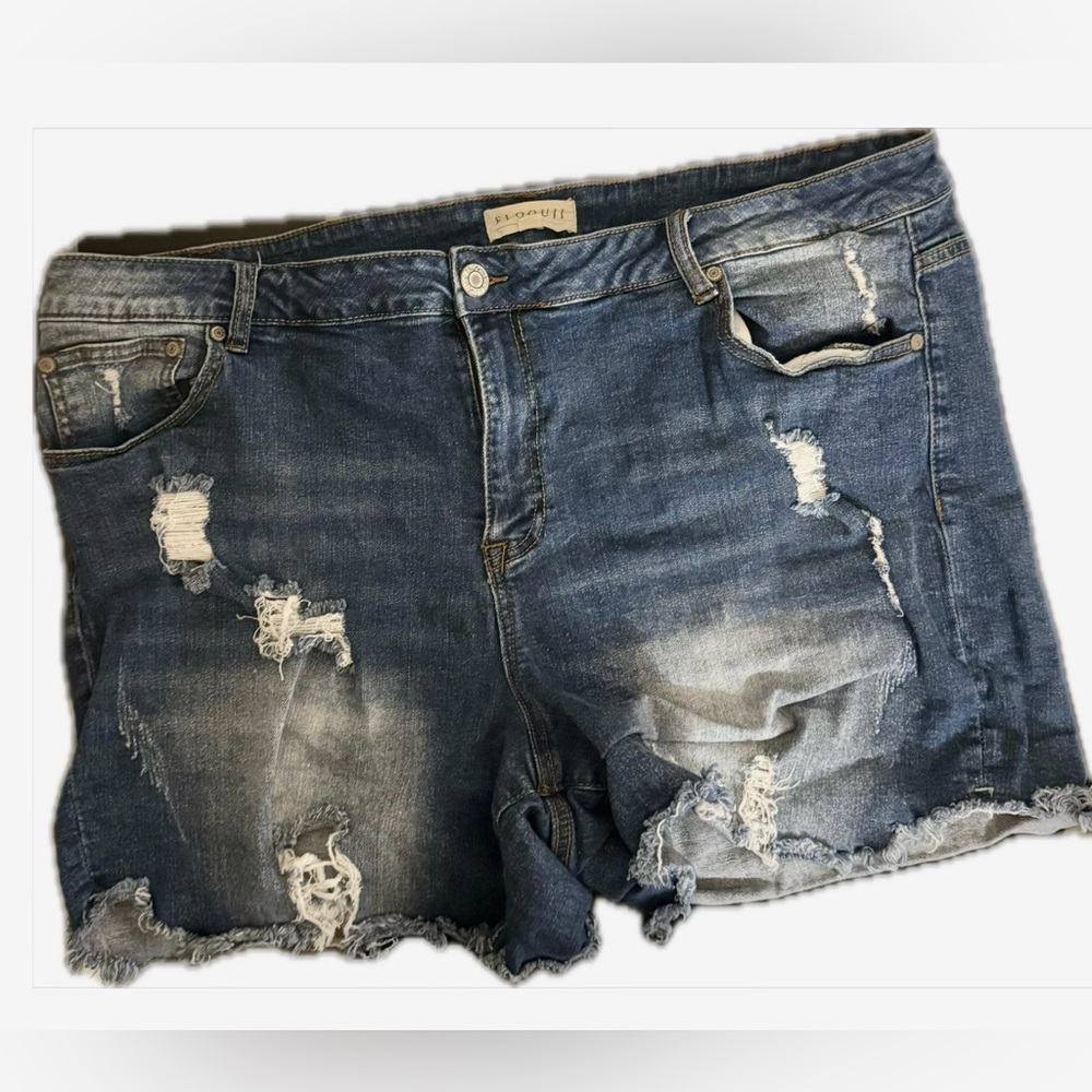 Denim Blue Distressed Women Shorts